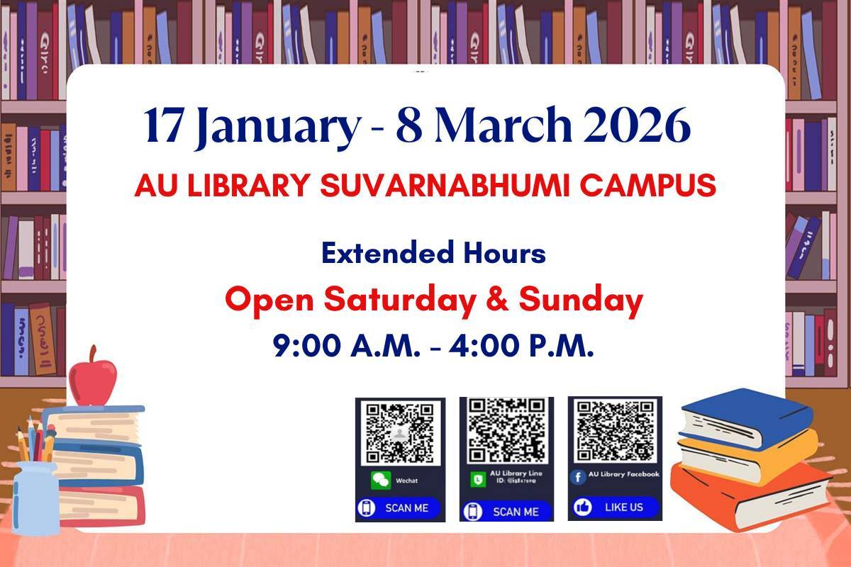Photograph accompanying: 📢 AU Library Suvarnabhumi Campus: Weekend Extended Hours! 📚✨